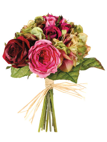 10.5" Rose/Hydrangea Mixed Bouquet Rose Green (pack of 6)