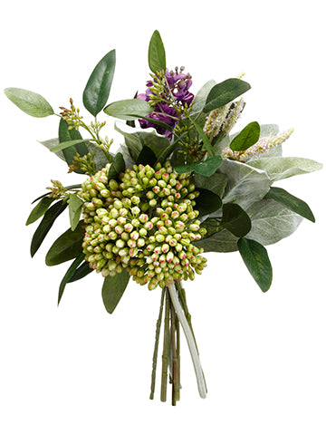 12" Lilac/Sedum/Lamb's Ear Bouquet Purple Green (pack of 6)