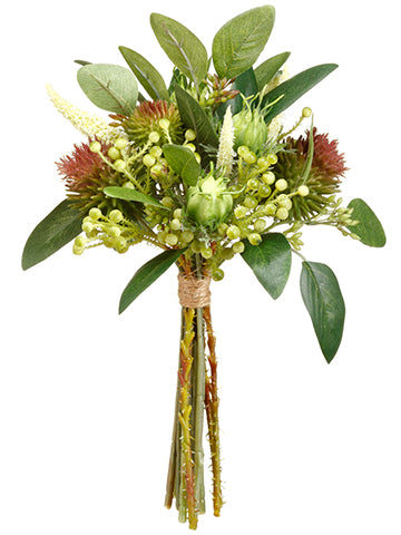 9.5" Nigella/Thistle Bouquet  Blue Green (pack of 6)
