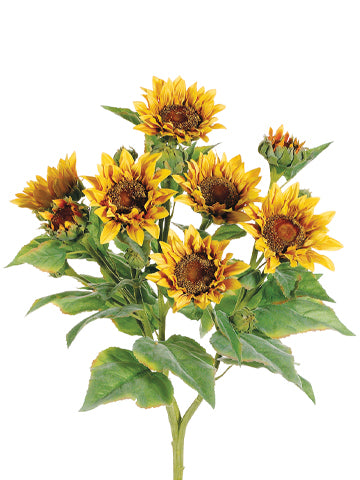 22" Sunflower Bush x9  Yellow (pack of 4)