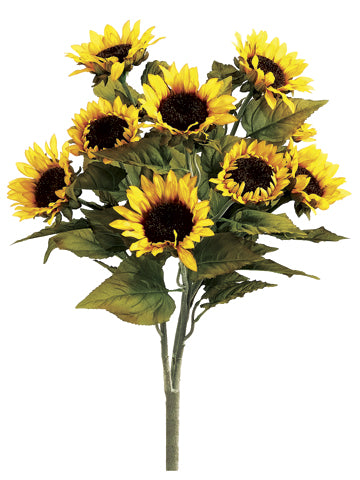 20" Sunflower Bush x9  Yellow (pack of 12)