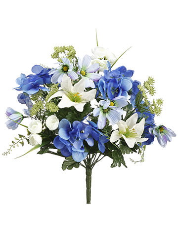 17" Hydrangea/Cosmos Bush x24  Blue Cream (pack of 6)