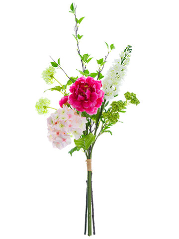 34" Peony/Hydrangea/Snowball Drop in Bundle Beauty Pink (pack of 4)
