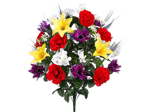 31" Dahlia/Peony/Rose Bush x36 Red Yellow (pack of 6)