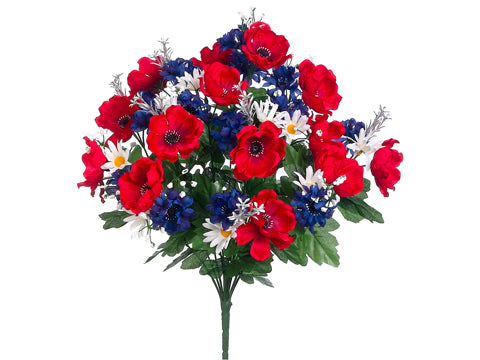19" Anemone/Cornflower Bush x14 Red Royal (pack of 12)
