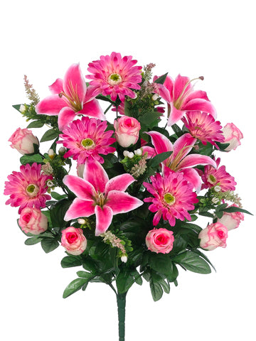 23" Lily/Gerbera Daisy/Rose Bush x30 Beauty Pink (pack of 6)