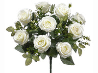 16" Rose/Baby's Breath Bush x18 Cream White (pack of 12)