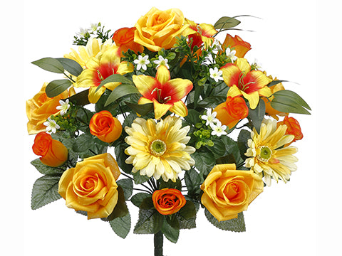 17" Gerbera Daisy/Rose /Lily Bush x27 Yellow Gold (pack of 6)