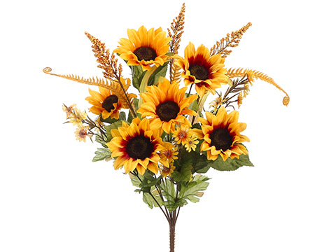 22" Sunflower/Heather Mixed Bush x12 Yellow Mustard (pack of 12)
