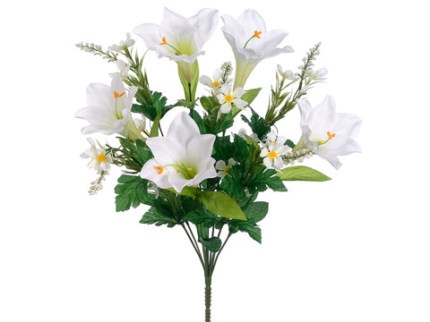 19.5" Easter Lily/Daisy Bush x10 White (pack of 12)