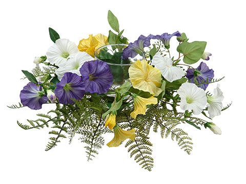 6"Hx16"D Morning Glory/Fern Candle Ring w/3" Glass Mixed (pack of 4)