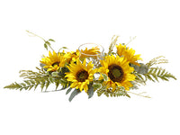 6"Hx17"Wx29"L Sunflower/ Lamb's Ear/Fern Centerpiece With Glass Candleholder Yellow (pack of 2)