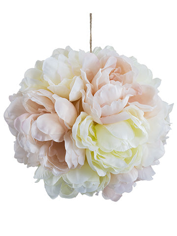 8.5" Peony Kissing Ball  Cream Blush (pack of 4)