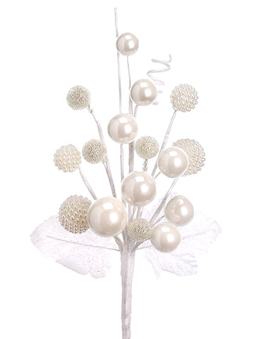 8.5" Pearl Bead Pick  White Pearl (pack of 48)