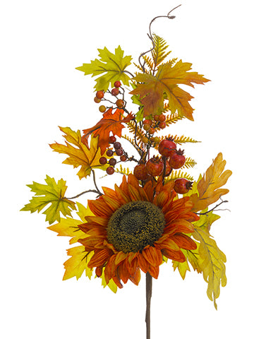20" Sunflower/Berry/Fern /Maple Pick Yellow Gold (pack of 12)