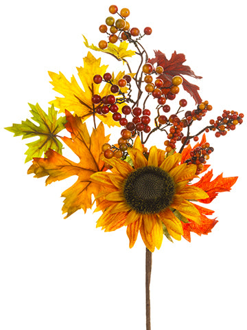 16" Sunflower/Berry/Maple Pick Yellow Fall (pack of 12)