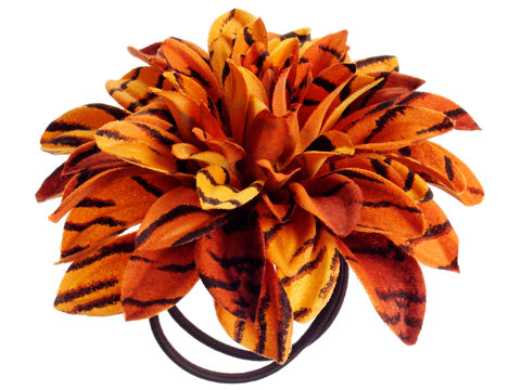4" Tiger Print Dahlia Napkin Ring Orange Brown (pack of 24)
