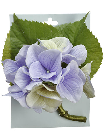 5" Hydrangea Corsage on Header Card Creasm Lavender (pack of 4)