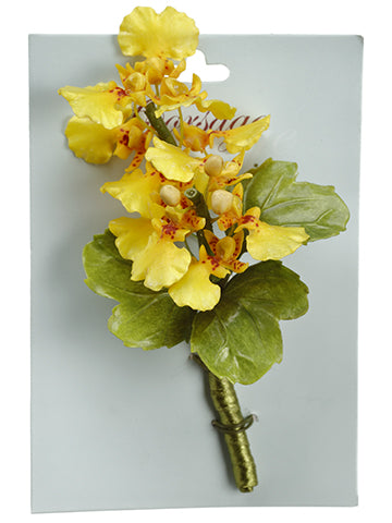 5" Oncidium Orchid Corsage on Card Yellow (pack of 4)