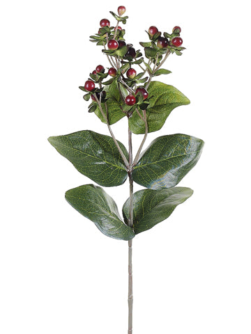 27.5" Hypericum Berry Spray  Two Tone Burgundy (pack of 12)