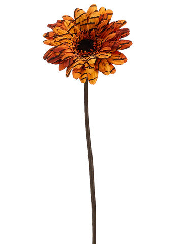 25" Tiger Print Gerbera Daisy Spray Orange Brown (pack of 12)