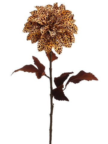 28" Leopard Print Dahlia Spray Yellow Brown (pack of 12)