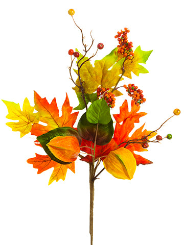25" Chinese Lantern/Berry /Maple Spray Flame Green (pack of 12)