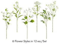 22"-30" Wedding Flower Assorted (12 ea/set) Cream (pack of 1)