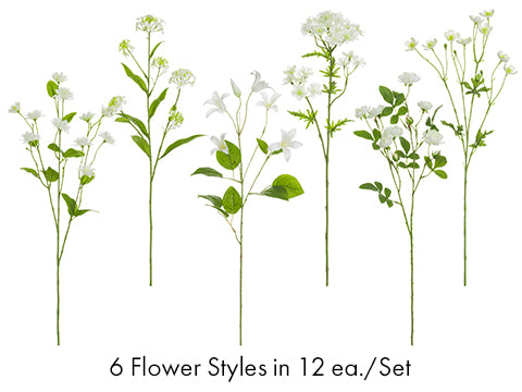 22"-30" Wedding Flower Assorted (12 ea/set) Cream (pack of 1)