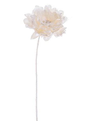 17" Jeweled Peony Spray  White (pack of 12)