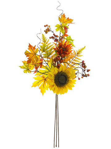 30" Sunflower/Berry/Fern /Maple Spray Yellow Gold (pack of 6)