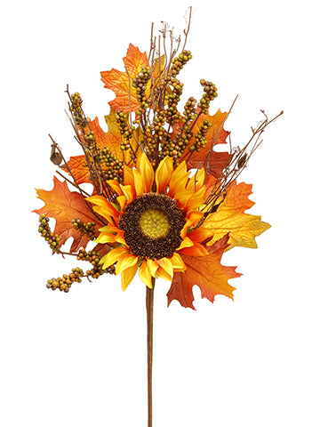 22" Sunflower/Berry/Twig Spray Fall (pack of 6)