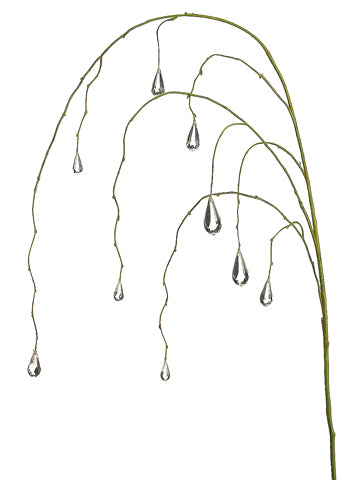 62" Faux Crystal Water Drop Hanging Spray Clear (pack of 12)