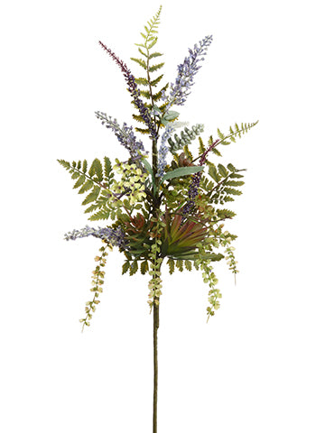 28" Lavender/Succulent/Fern Spray Lavender Purple (pack of 6)