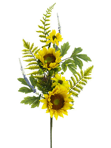 30" Sunflower/Daisy/Succulent Spray Yellow Green (pack of 6)