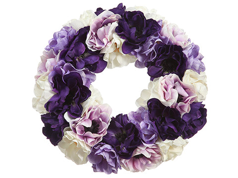 14" Anemone Wreath  Mixed (pack of 2)