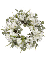 24" Cherry Blossom/Eucalyptus Wreath White Green (pack of 2)