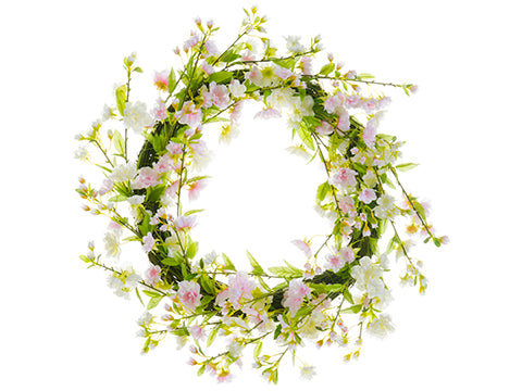 20" Cherry Blossom Wreath  White Pink (pack of 2)