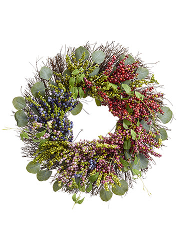 24" Berry/Eucalyptus Wreath  Mix (pack of 2)
