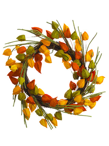24" Chinese Lantern Wreath  Fall (pack of 1)