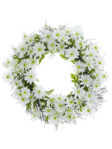 24" Daisy Wreath  White (pack of 4)