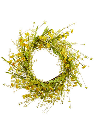 26" Daisy/Berry Wreath  Yellow Cream (pack of 2)