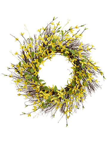24" Forsythia/Smilax Wreath  Yellow (pack of 2)