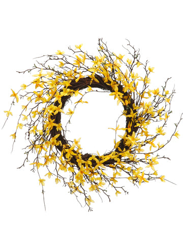 24" Forsythia Wreath  Yellow (pack of 2)