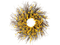 24" Forsythia Wreath with Twigs Yellow (pack of 2)