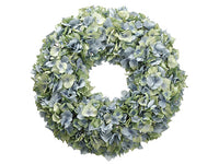 18" Hydrangea Wreath  Blue Green (pack of 1)