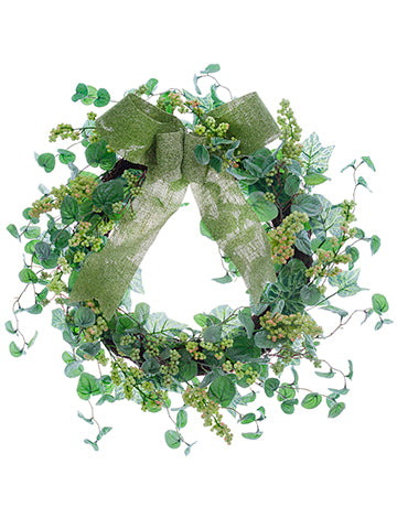 20" Ivy/Berry Wreath  Green (pack of 2)