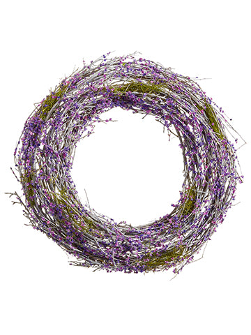 14" Lavender Twig Wreath  Purple Gray (pack of 6)