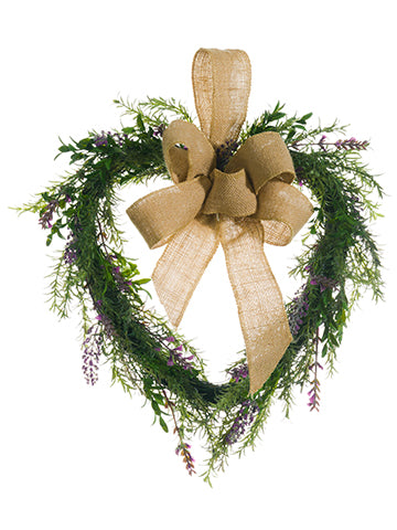 16" Lavender Heart Wreath  Purple Green (pack of 2)