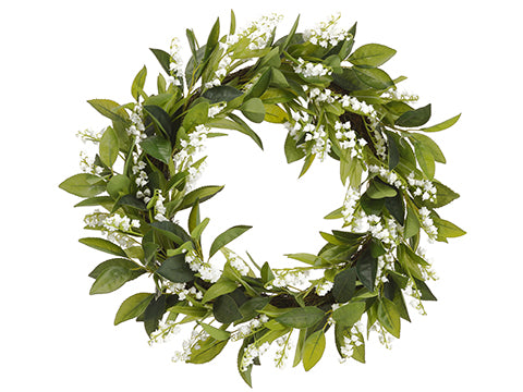 22" Lily of The Valley Wreath  White (pack of 2)